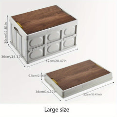 Camping Folding Storage Box Car Trunk Storage Box Wooden Cover