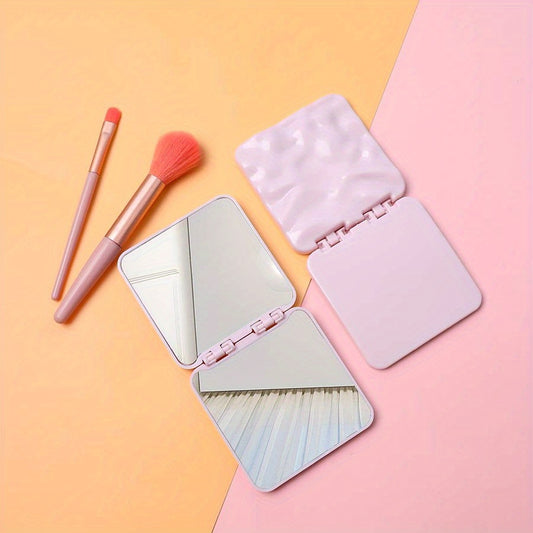 Pink Makeup Vanity Mirror Double Side Folding Portable Cosmetic Touch up Mirror