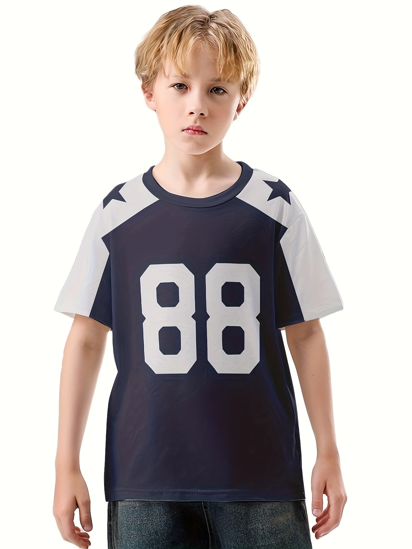 Boy's Breathable Short Sleeve Sports T-Shirt, Creative Pattern Casual Top