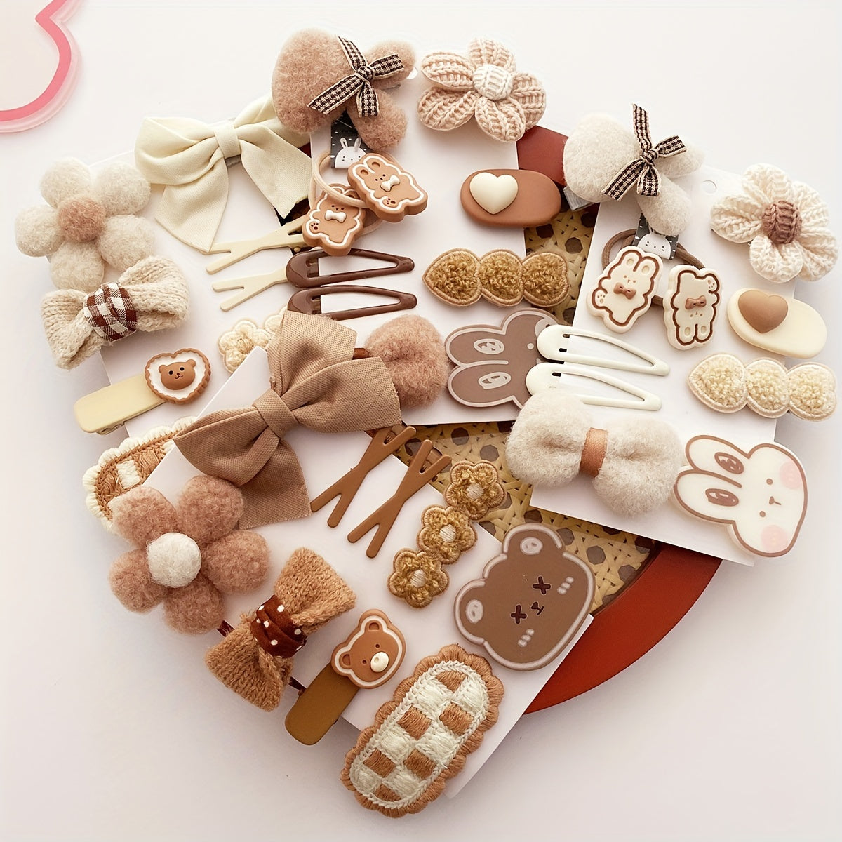 10pcs Cartoon Plush Hair Clips & Ties Set Accessories Holiday Gift Girls