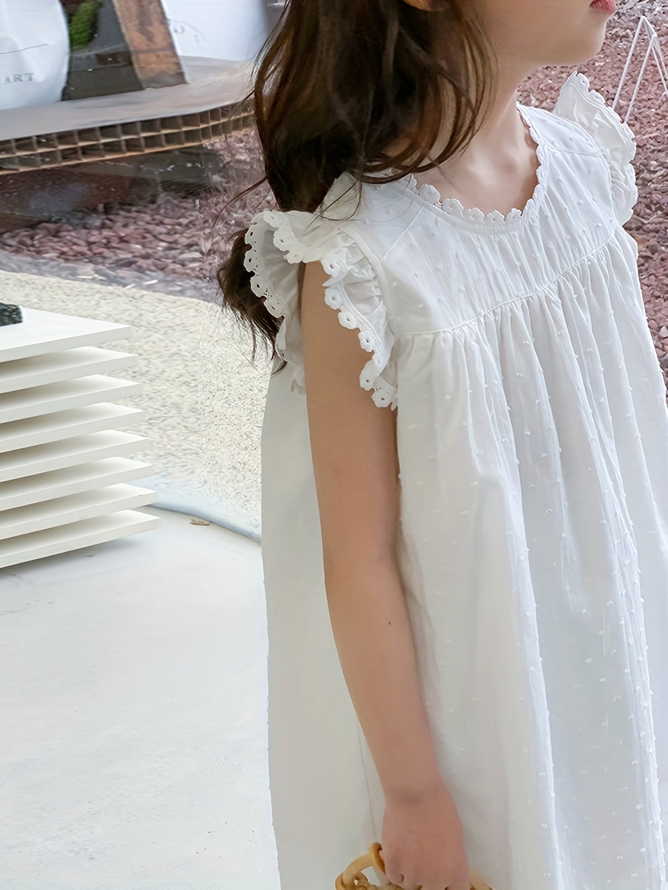 Girl's Cotton Floral Princess Dress Sleeveless Crew Neck for Summer Party