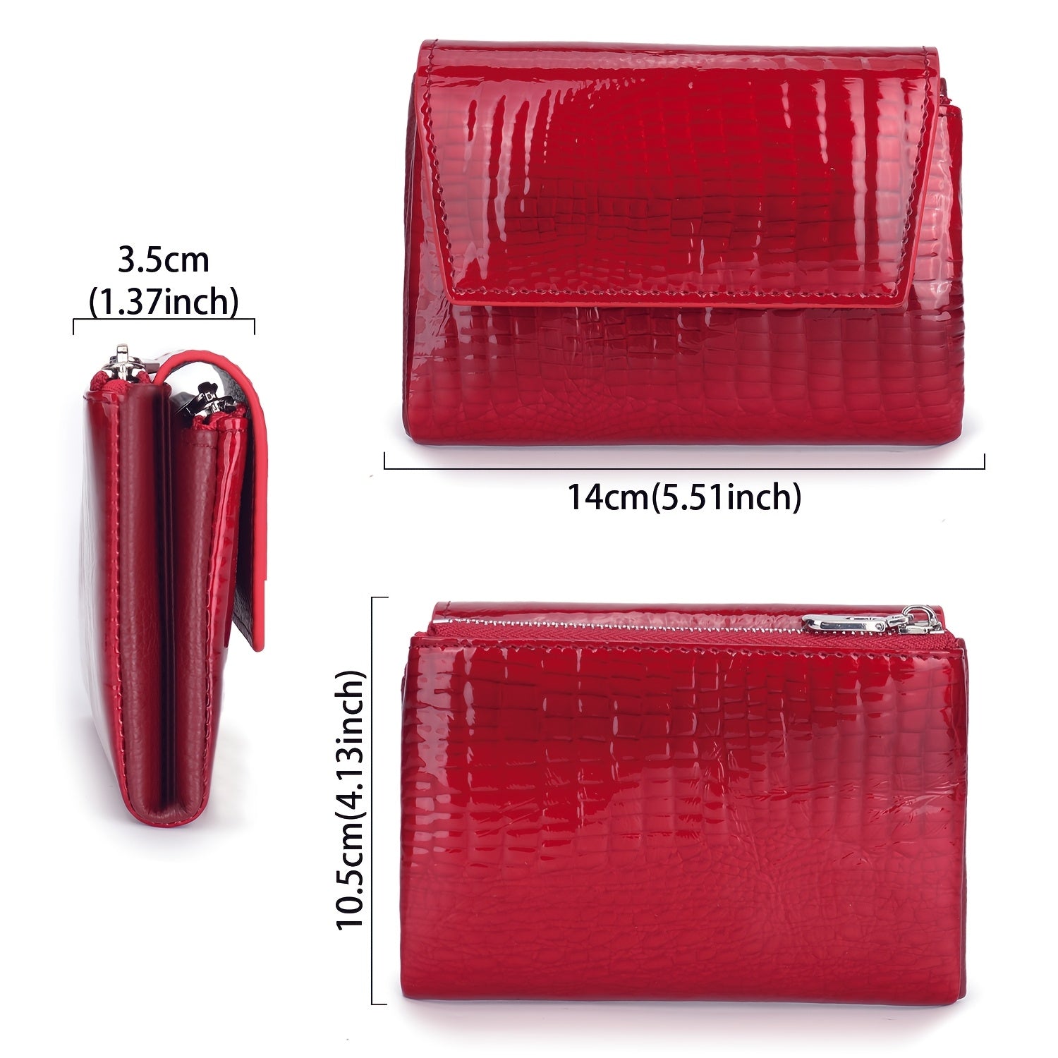 Green Croc Texture Wallet with Triple Magnetic Closure