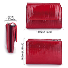 Green Croc Texture Wallet with Triple Magnetic Closure