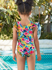 Toddler Girls Flamingo Ruffle Trim Swimsuit Kids Summer Beach Clothes