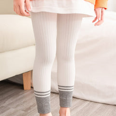 Girls Stretch Leggings Footless Tights Striped Pants
