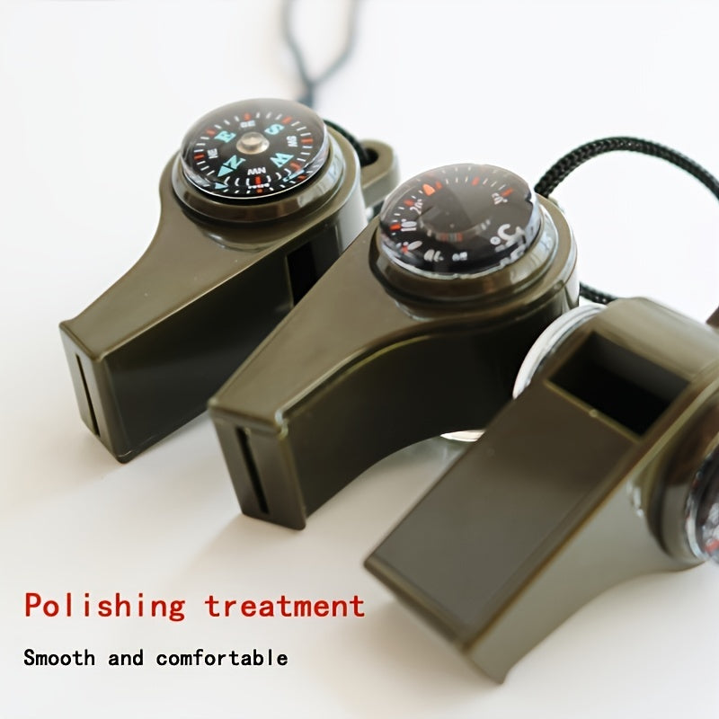 3-in-1 Emergency Whistle Compass Thermometer High Decibel Keychain Whistle