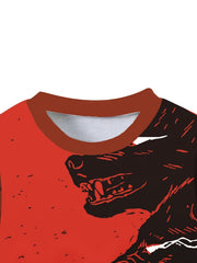 3D Wolf Long Sleeve Outdoor Tees Kids Pullover Top