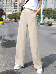 Wide Leg Pants Casual Elastic Waist Long Length Women's Clothing
