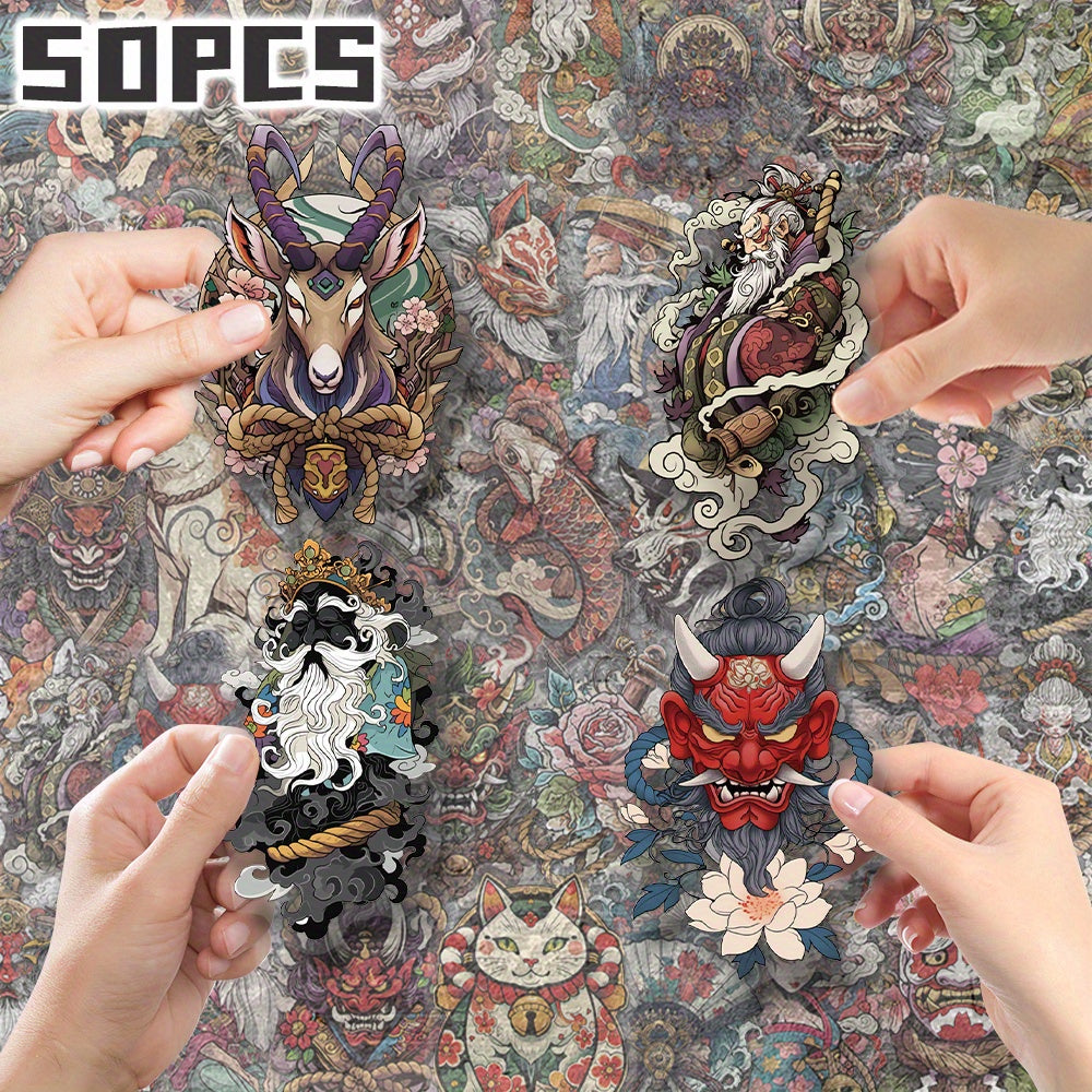50pcs Japanese Style Themed Stickers for Skateboards Luggage Bike