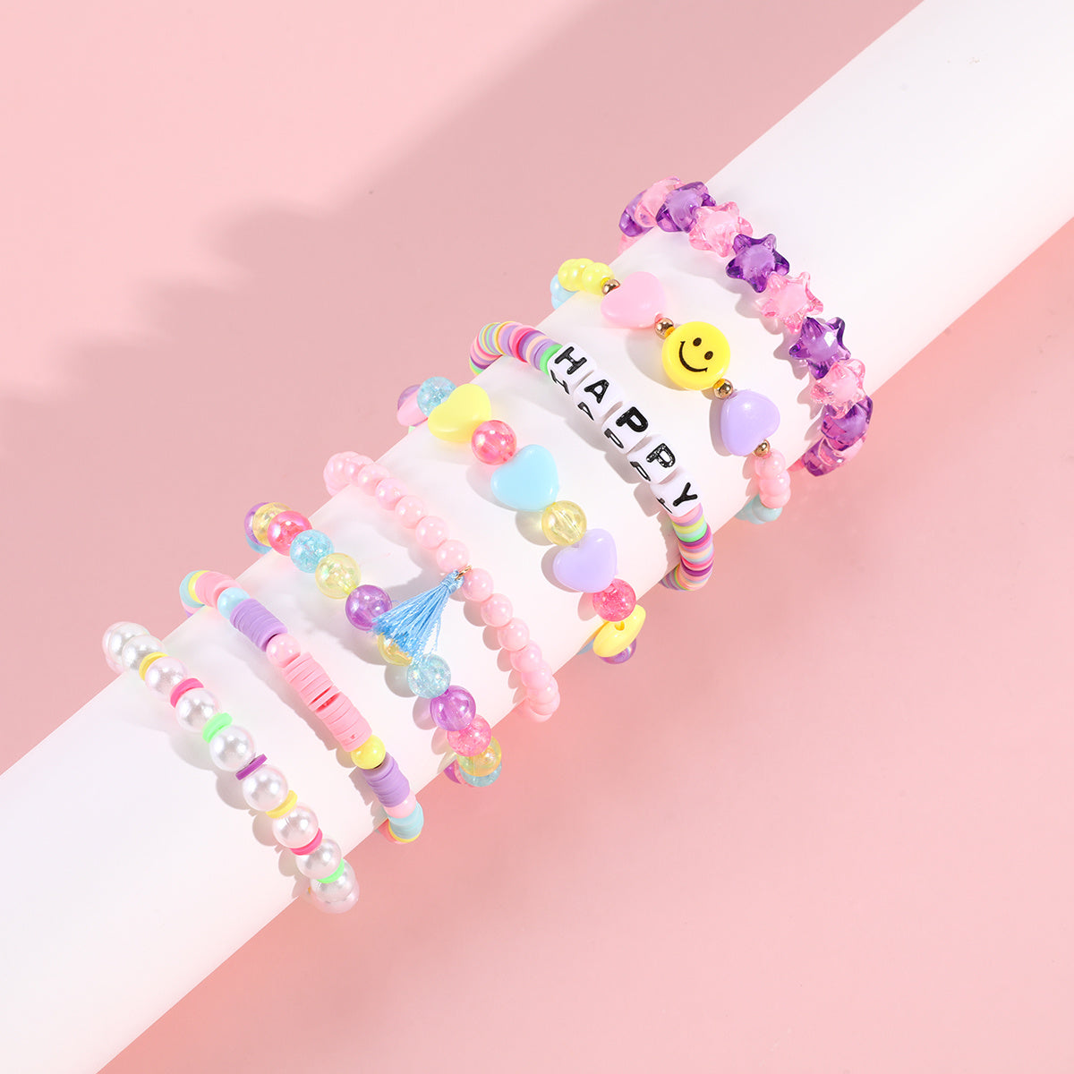 Rainbow Beaded Bracelets for Girls