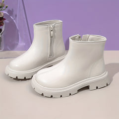 Girls Solid Zipper Boots Comfortable Non Slip for Indoor Outdoor Travel