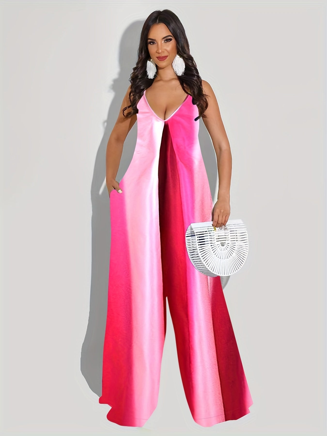 Boho Bow Back Sleeveless Cami Jumpsuit for Spring & Summer