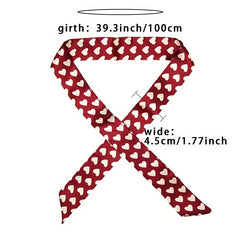 Dotted Print Twilly Scarf Ribbon Neckerchief Set