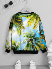 Coconut Tree Print Kid's Sweatshirt Long Sleeve Top