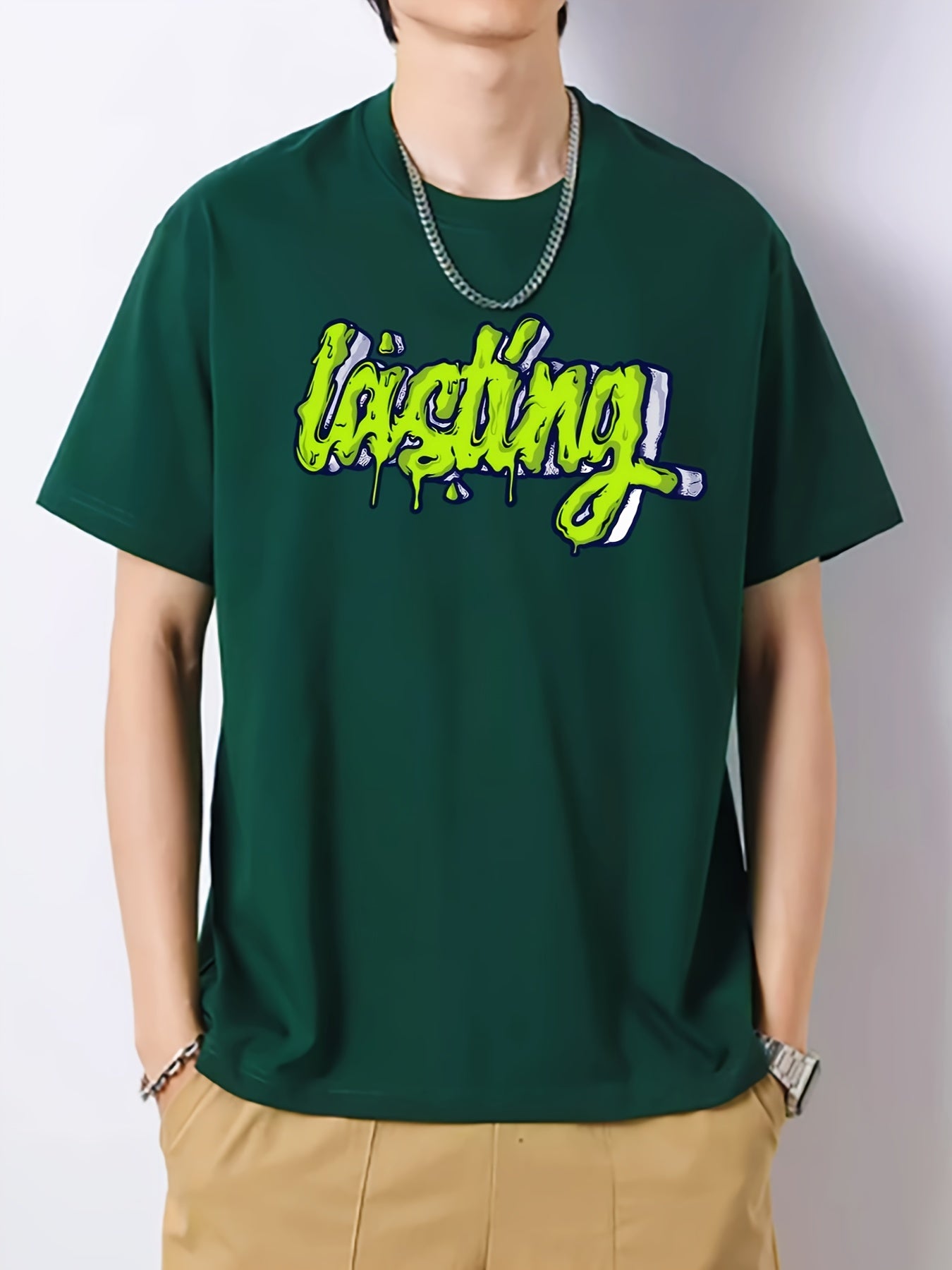 Men's Crew Neck Vintage T Shirt Loose Casual Top for Spring Summer