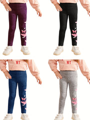 4 Pack Girls Pink Butterfly Ankle Pants Casual Active Legging Pants