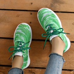 Women's Lace Up Knit Running Shoes Non slip Weaving Sneakers