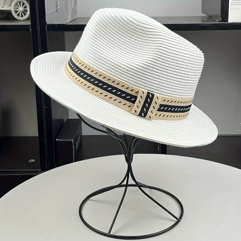 Casual Sunshade Straw Hat for Spring Summer Travel Vacation