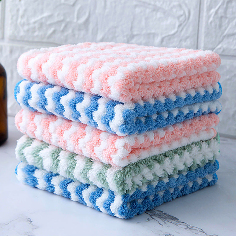 Coral Velvet Dishcloth Absorbs Water Scouring Pad Cleaning Towel Kitchen