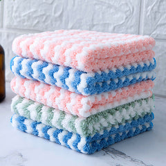 Coral Velvet Dishcloth Absorbs Water Scouring Pad Cleaning Towel Kitchen