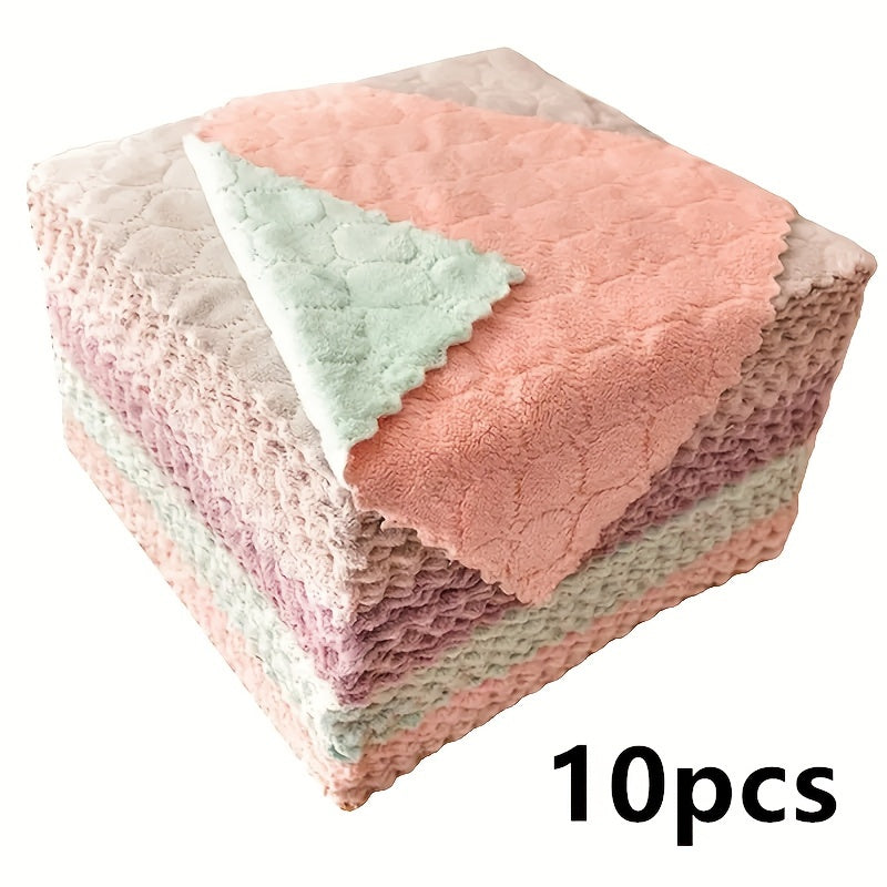 10pcs Double Sided Absorbent Dishwashing Towel