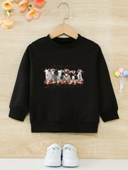 Floral Sheep Cartoon Girls Round Neck Sweatshirt Toddler Kids Tops Pullover