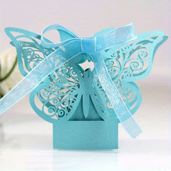 5pcs Wedding Laser Hollow Candy Box Pink Chocolate Packaging Box