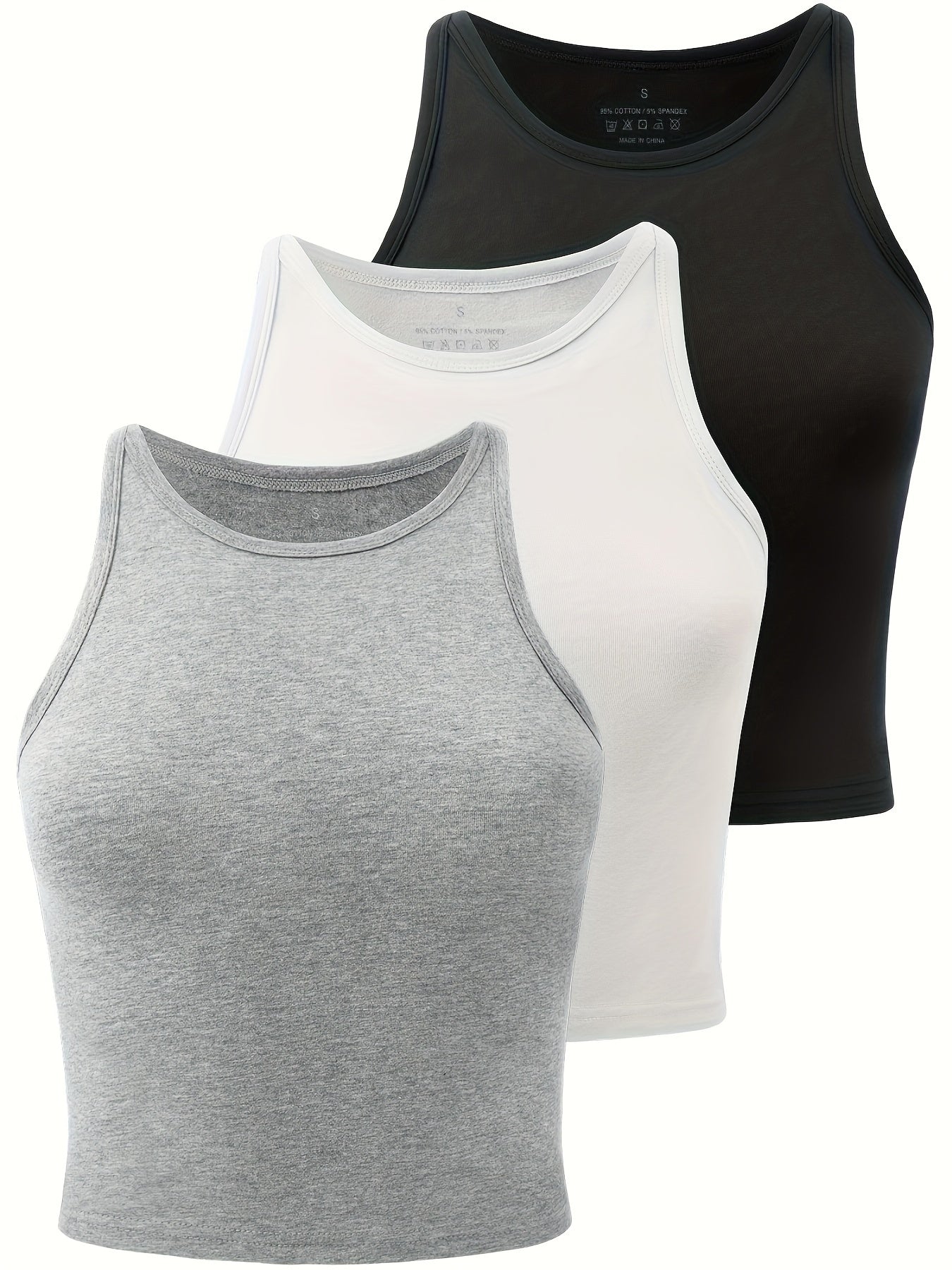 Solid Sleeveless Stretchy Tank Top Workout Gym Cropped Top