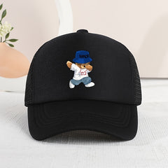 Girls Mesh Baseball Cap with Bears Pattern - Sunshade Outdoor Hat