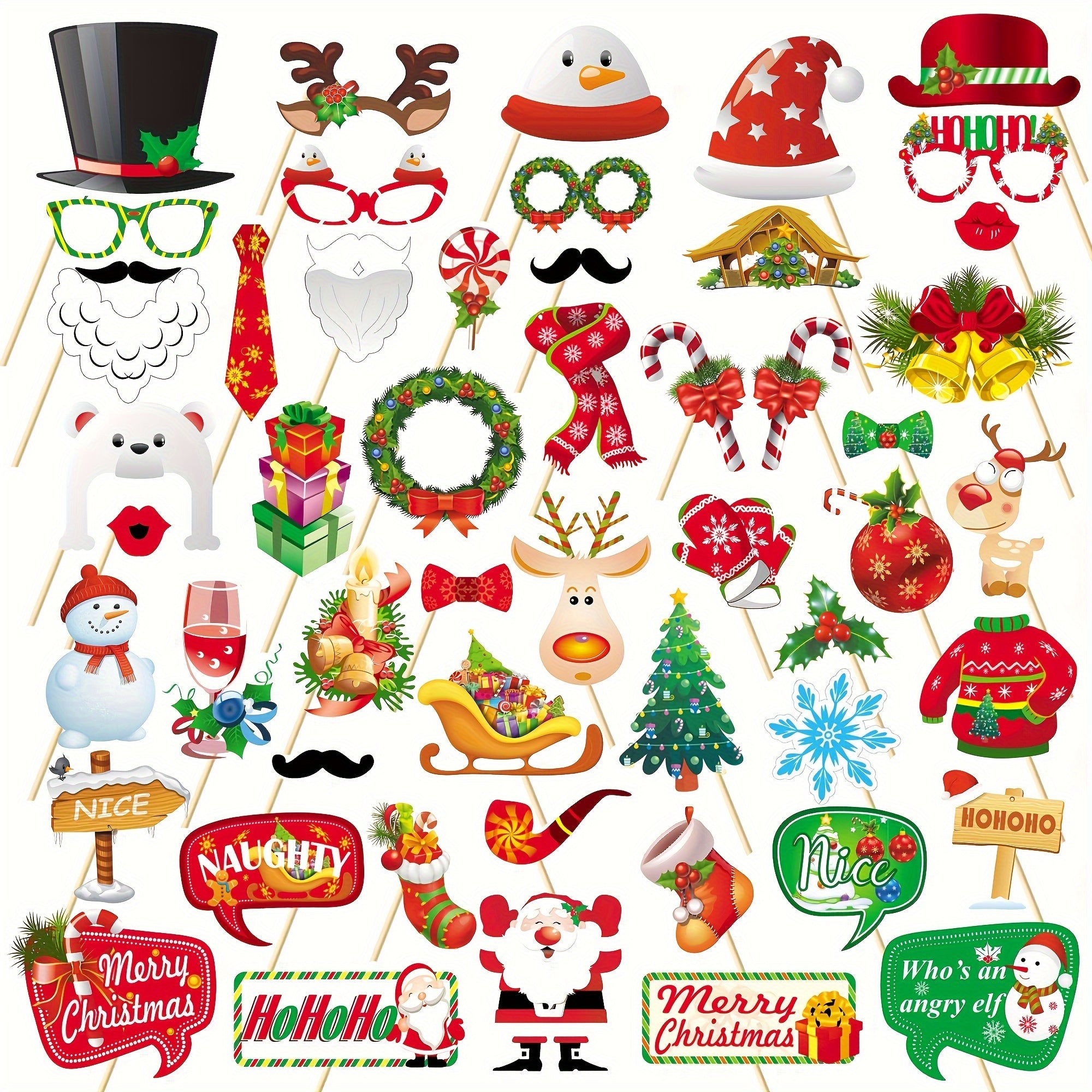 Christmas Photo Props Funny Hat Socks Snowman Antlers Paper Props