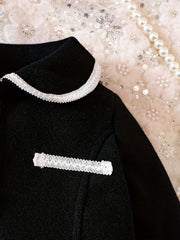 Toddler Baby Girls Tweed Coat Single Breasted Long Sleeve Outwear