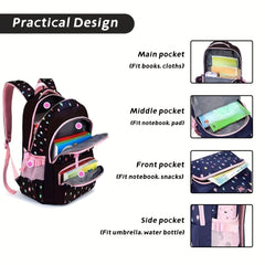 Colorful Leaves Printed Kids Backpack for Primary School Students