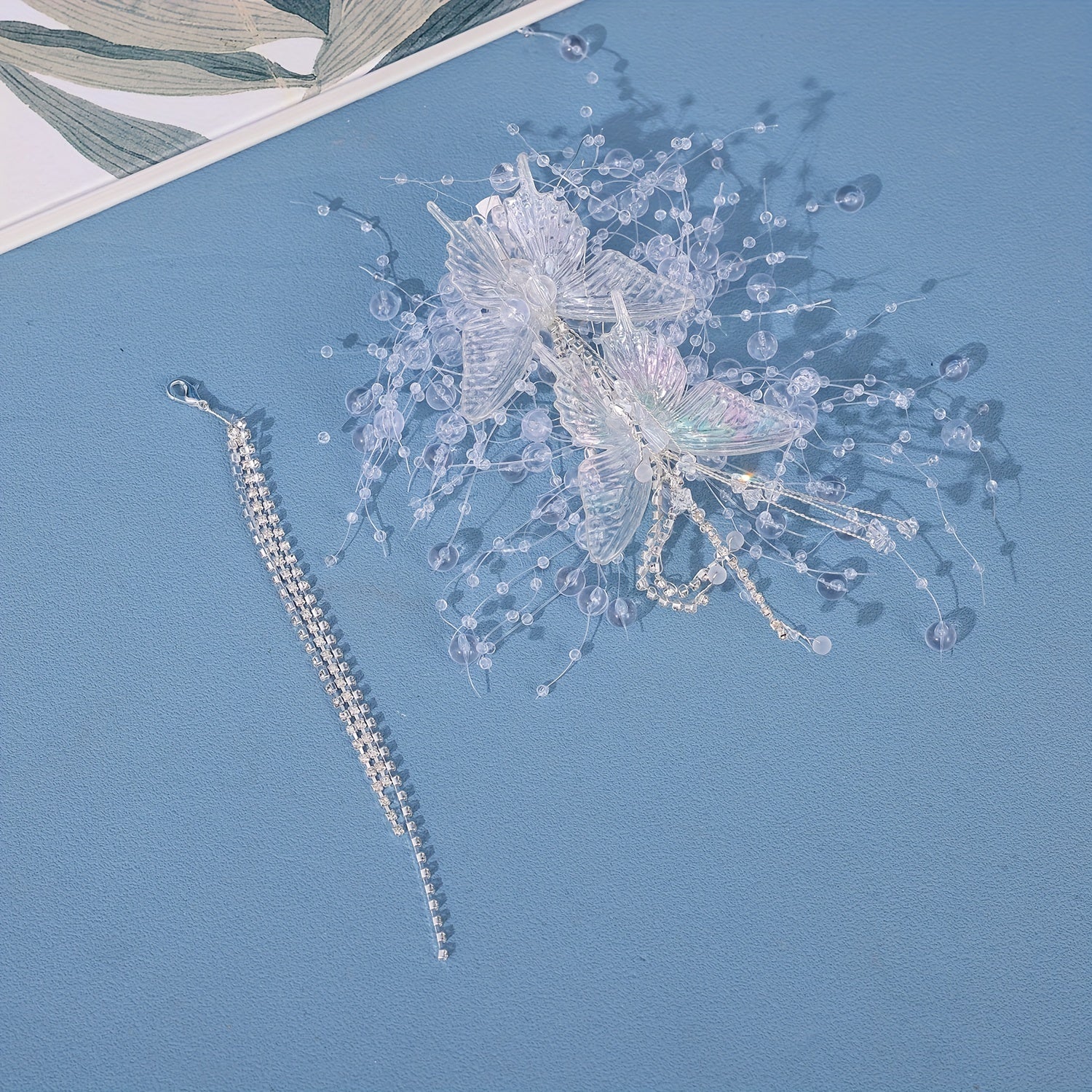 Rhinestone Tassel Clip Butterfly Hairpin