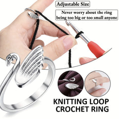 3pcs Adjustable Crochet Loop Hooks Finger Yarn Guide Holder Thimbles