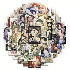 54pcs Anime Girls Waterproof Stickers Pack for Laptop Phone Luggage Notebook Bik