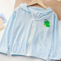 Teen Dinosaur Graphic Hooded Casual Coat Kids Sunscreen Jacket