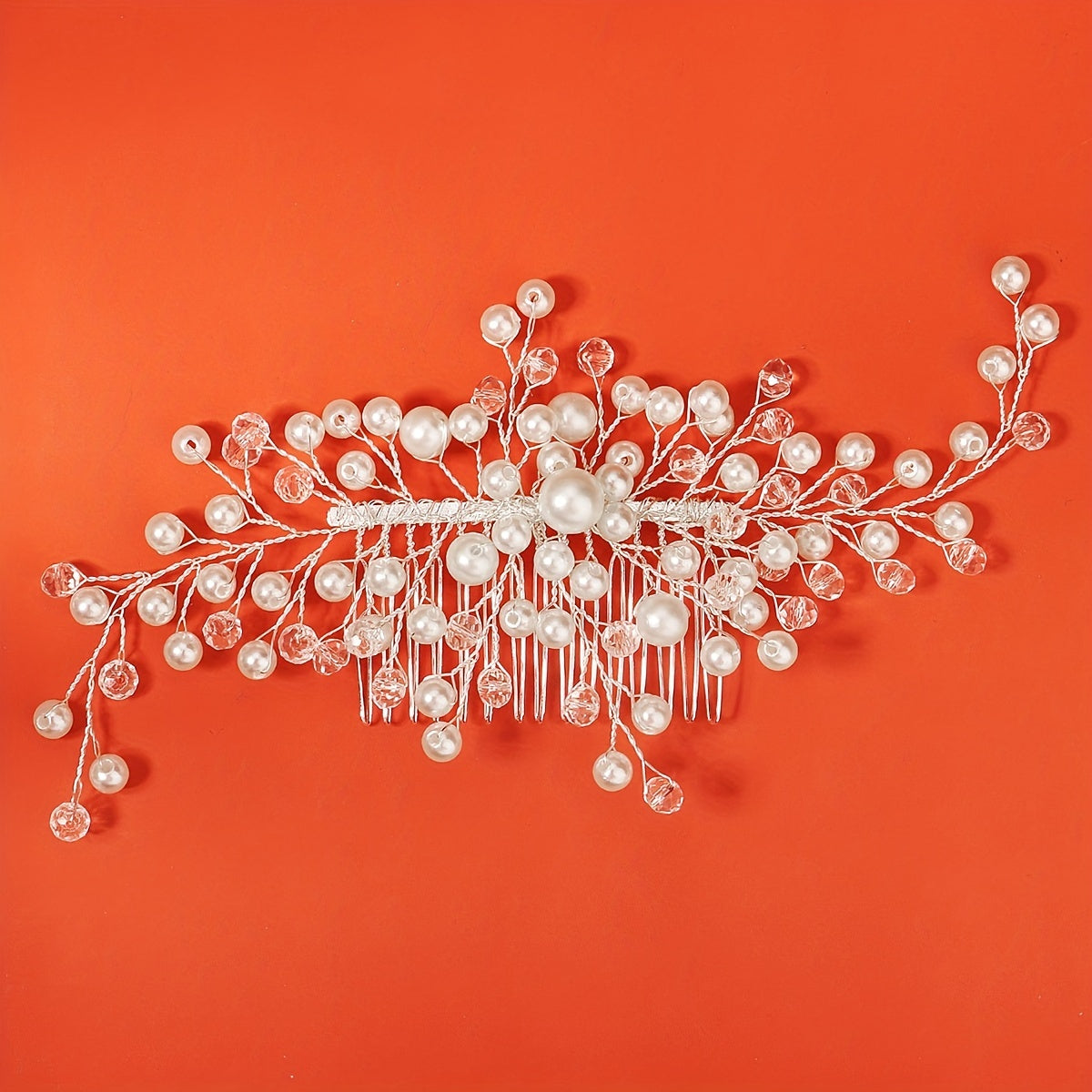 Crystal Headwear Pearl Hair Comb Bridal Wedding Headband Scarf