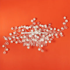 Crystal Headwear Pearl Hair Comb Bridal Wedding Headband Scarf