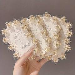 Mini Rhinestone Hair Clips Small Flower Claw Clips Hair Accessories For Girls