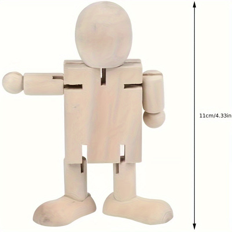 2pcs Wooden Embryo Robot DIY Colored Wooden Ornaments