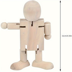 2pcs Wooden Embryo Robot DIY Colored Wooden Ornaments