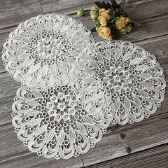 1pc Vintage Lace Embroidered Doily Crochet Floral Table Mat for Air Fryer