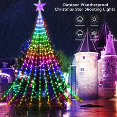 Solar Star Waterfall Lights 8 Modes Outdoor Christmas Decorative Lights