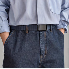 Business Casual Belt with Auto Buckle Nylon Braided Inner Belt