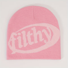 Y2K Candy Knitted Beanie Unisex Letter Jacquard Couple Skull Cap