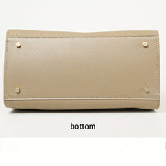 Vintage Style Beige Leather Handbag with Golden Accents