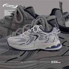 HUANQIU Lace-up Chunky Sneakers Mesh Breathable Running Shoes