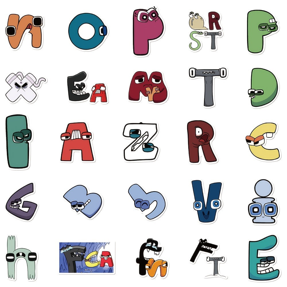 52pcs Cartoon Alphabet Lore Stickers Waterproof Decoration