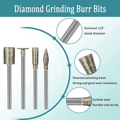 20Pcs 3.0 Diamond Grinding Burr Needle Point Engraving Carving Polishing Kit