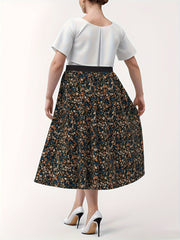 Women's Plus Ditsy Floral Print Maxi Skirt
